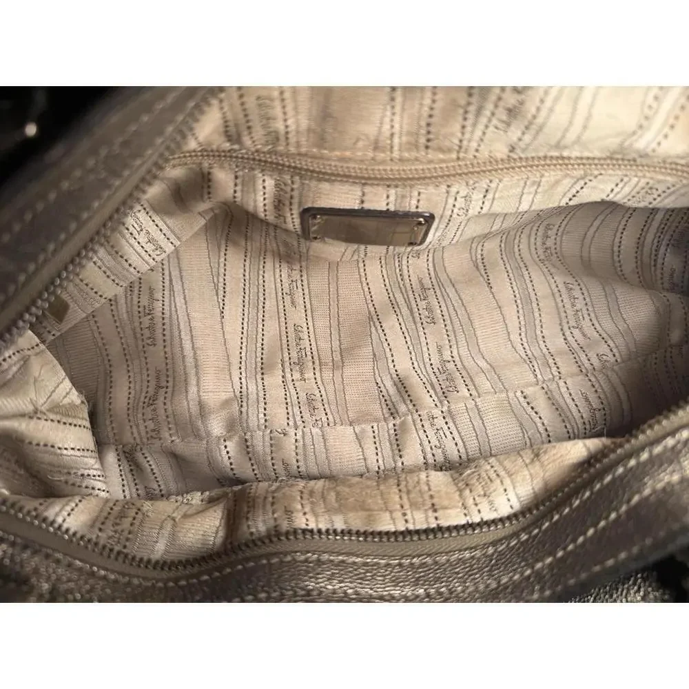 Salvatore Ferragamo Metallic Leather Gancini Tote